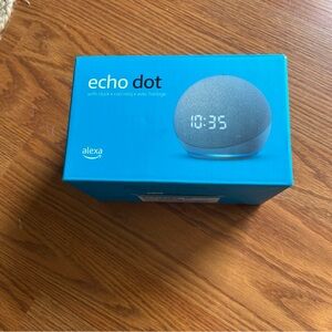 Amazon Echo Dot (4th Gen) Smart Speaker With Clock - Blue and Gray